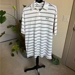 Under Armour Men's White Striped Polo Shirt